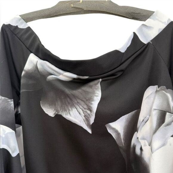 VENUS Black and White Floral Off-Shoulder Dress - Picture 7 of 13